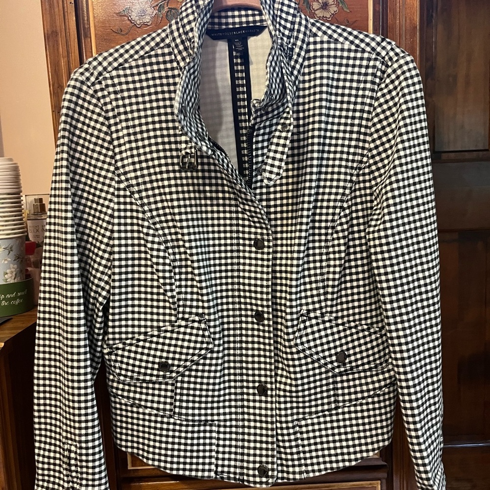 WHBM black and white check jacket